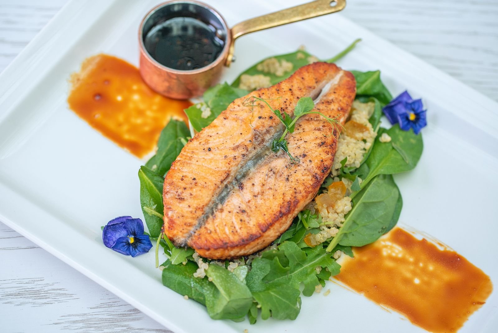 Cooked salmon served for a professional menu